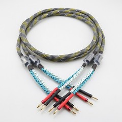 Speaker Cable Pair Braided HiFi Audiophile Cable with Banana Plugs for Amplifier