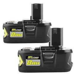 2 Packs 8.0Ah 18 Volt High Capacity for Ryobi P109 P191 Power Tools Battery