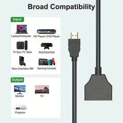4K HDMI Cable Splitter Adapter 2.0 Converter 1 In 2 Out 1 Male to 2 Female lot