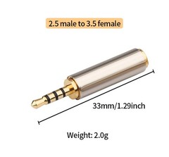 2.5mm 3.5mm Audio Jack Adapter Converter Gold Plated Headphone Mic Stereo Plug