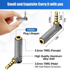 Right Angle 3.5mm 1/8″ Audio Mic Adapter 2-Pack,90 Degree 3.5mm 1/8 Inch TRRS…
