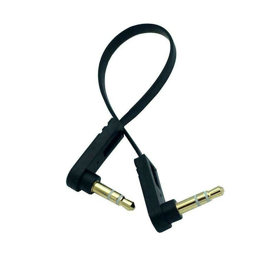 3.5mm FLAT Male to Male BLACK Aux Cable Cord Car Audio PC Headphone Jack