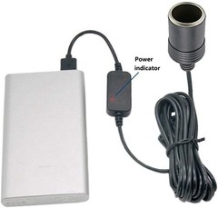 Portable 5V USB A to 12V Cigarette Lighter Socket for Travel and Dash Cameras