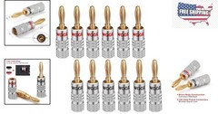 Universal Banana Plugs Audio Jack Connectors, Secure Dual Lock Design – 6 Pairs
