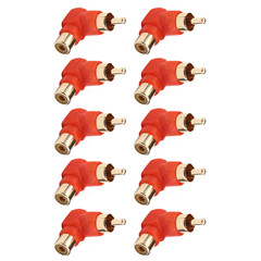 Plastic+Zinc Alloy RCA Right Angle Connector Plug Adapters Lightweight Durable;