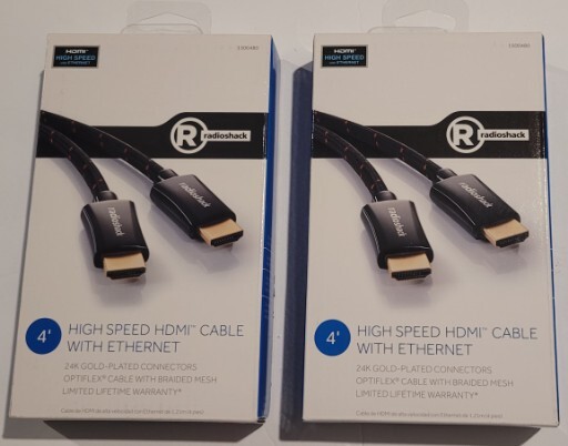 Radio Shack 4′ high speed HDMI cable with Ethernet 24k gold plated connector NEW