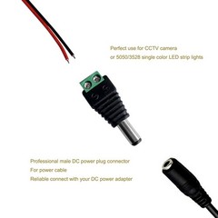 1-500x Male Female 2.1×5.5mm DC Power Plug Jack Adapter Connector for CCTV Lot