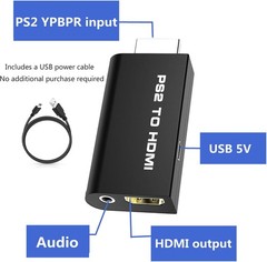 PS2 to HDMI Video Converter Adapter with 3.5mm Audio Output for HDTV Monitor US