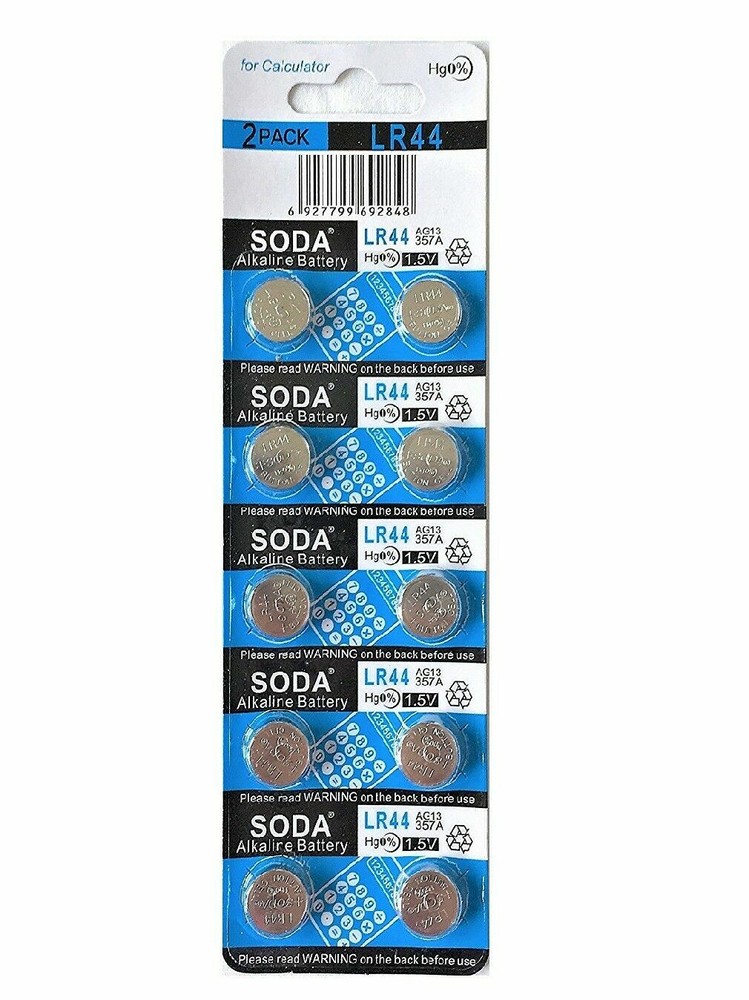 10 pieces LR44 AG13 357A 157 303 A76 L1154 1.55V Alkaline Battery SODA