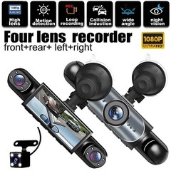360° 4 Channel 1080P HD Car Dash Cam Front and Rear Inside Left Right + Camera