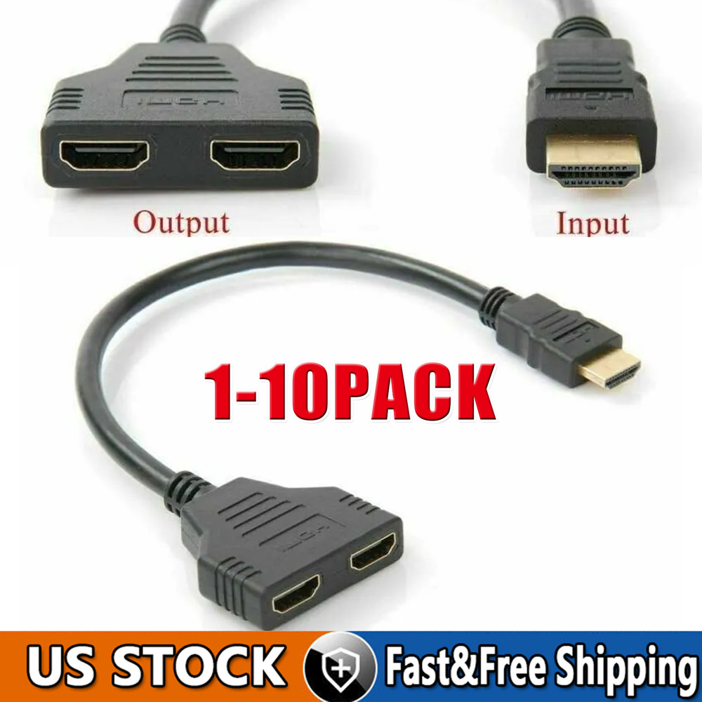 4K HDMI Cable Splitter Adapter 2.0 Converter 1 In 2 Out 1 Male to 2 Female lot