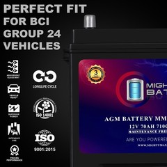 Mighty Max Battery MM-G24 BCI Group 24 12V 70 AH, 120RC 710 CCA AGM Car battery