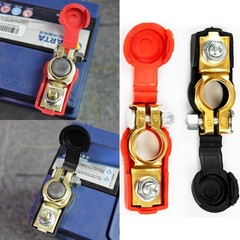 Top Post Car Battery Terminal w/ Cover Cap Brass Pole Connector Cable Clamp 12V