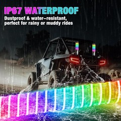 2x 1~4FT Thick LED Whip Spiral Chasing RGB Fat Whip Light For Can Am Polaris RZR