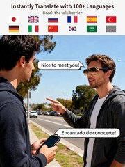 AI Smart Glasses for Men&Women Bluetooth Sunglasses Open-Ear Speaker Translation
