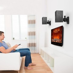 Durable ABS Speaker Wall Mounts with Adjustable Angles – 8 lbs Support, Black