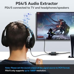 HDMI to Optical Audio Converter – 4K 2.0CH & 5.1CH Modes for High Fidelity Sound