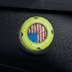 Stylish Car Push Start Button Cover, American Flag Rotary Car Engine Green