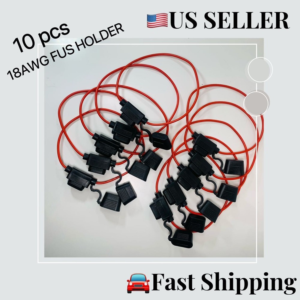 10 pcs 18 gauge ATC loop fuse holder inline AWG wire copper 12 volt power blade
