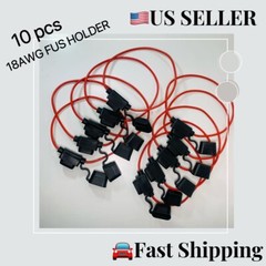 10 pcs 18 gauge ATC loop fuse holder inline AWG wire copper 12 volt power blade