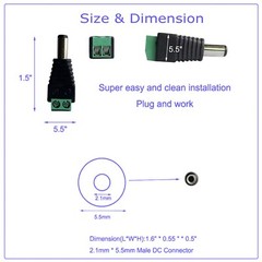 20pcs Male+Female DC Power Jack Connector Adapter Plug 2.1 x 5.5mm for CCTV