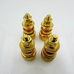Qty 4 Solid Brass Amplifier Speaker Terminal Binding Post Banana Plug Connector