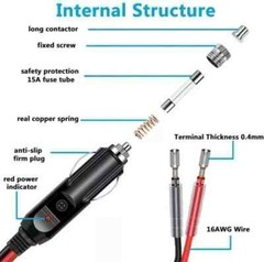 4 PACK Fused 12V ~ 24V Male Car Cigarette Lighter Plug Socket Connector Cable