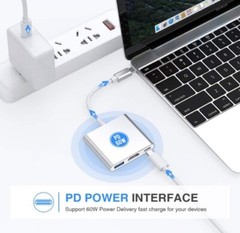 USB C to HDMI Adapter-4K HDMI Ports Multiport AV Converter PD-IN USB-C USB 3.0 &