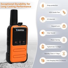 Durable Lightweight Walkie Talkies for Cruising and Skiing: 22 Channels Included