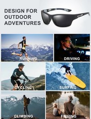 RusuiQinsan Polarized Sunglasses UV400 for Men and Women, HD Black/Blue/Red