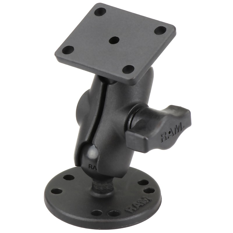 RAM Flat Surface Short Mount with 2.5″ Round Base and Square AMPS Adapter