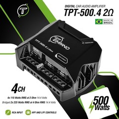 Timpano 4 Channel Amplifier Car Audio 4 x 125 Watts 4.5 x 3 x 2.5 Inch, Gray