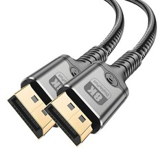 8K DisplayPort 1.4 Cable 32.4Gbps High Speed Transfer Nylon Braided 15 Ft
