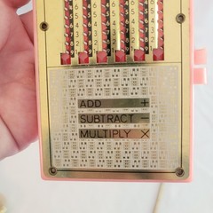 Vintage 1960s Magic Brain Pocket Calculator Metal Plastic Stylus Hong Kong EUC