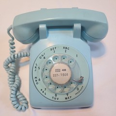 Light Blue Rotary Dial Desk Phone by Bell Systems Western Electric 1971 USA 500