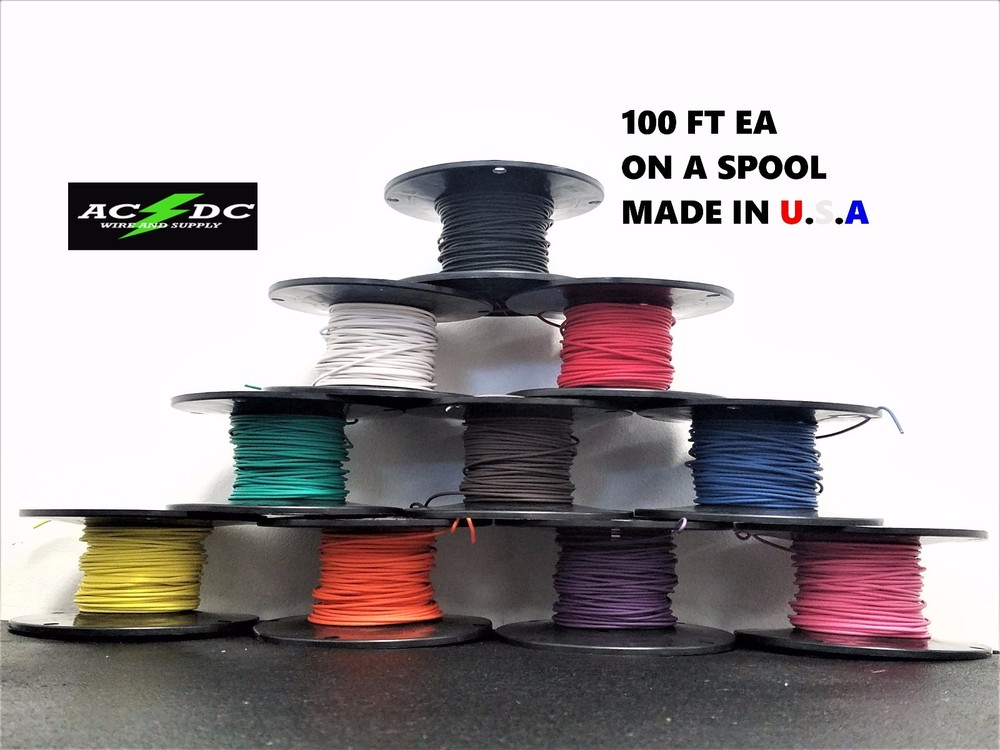 1000′ AUTOMOTIVE WIRE 16 AWG HIGH TEMP TXL STRANDED WIRE 10 COLORS 100 FT EA
