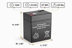 6V 4.5Ah Sealed Lead Acid Battery for Emergency Lights & Exit Signs