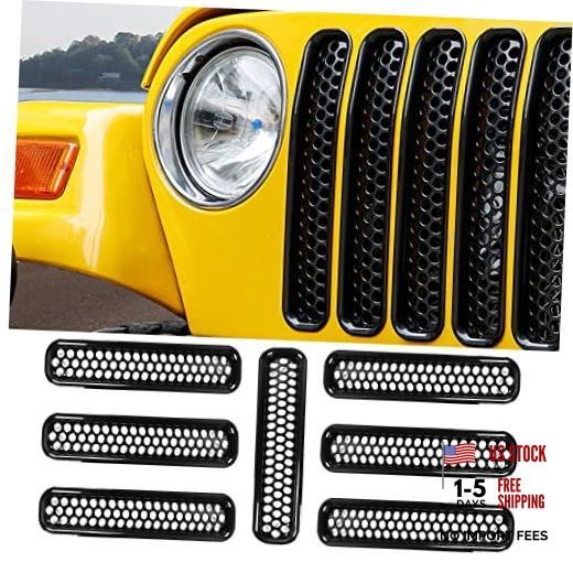 Black Honeycomb Mesh Front Grill Inserts TJ Front Grill Inserts Kit-Black02