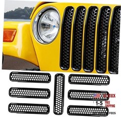 Black Honeycomb Mesh Front Grill Inserts TJ Front Grill Inserts Kit-Black02