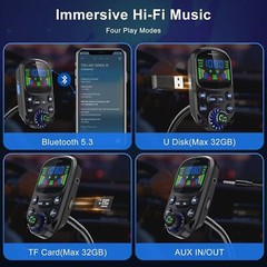 Car Bluetooth FM Transmitter Radio MP3 Wireless Adapter Hands-Free 3Port Charger