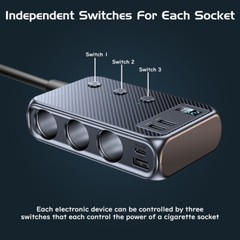 9in1 Car Cigarette Lighter Socket Splitter USB C Fast Charger 3Way Power Adapter