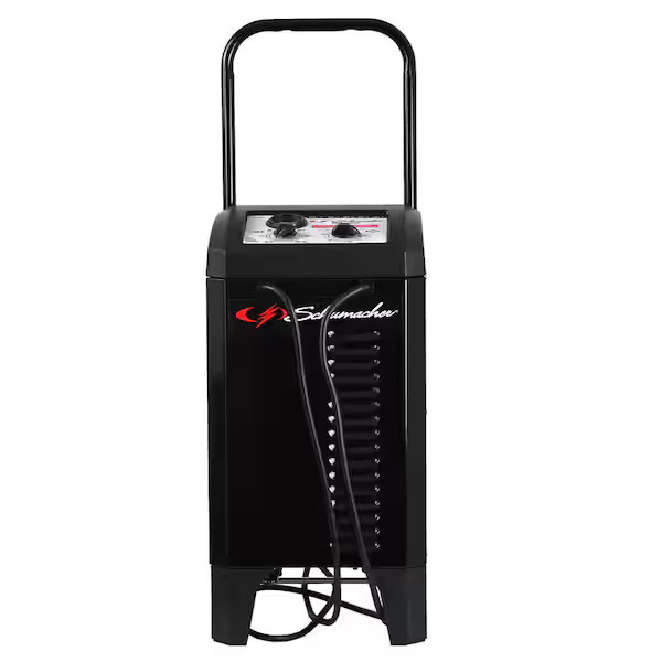 Wheeled Manual 10-Amp Car Battery Charger and 250A Engine Starter, 50A Boost, 6V