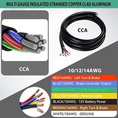 30 FT Heavy Duty 7 Wire Trailer Cable CCA 14/12/10 AWG Multi Gauge Insulated Str
