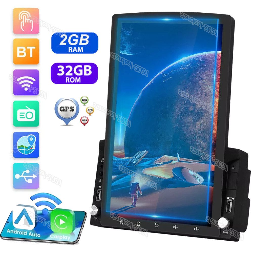 10″ 2 Din Android 13 GPS WiFi Vertical FM Touch Screen Player Car Stereo Radio