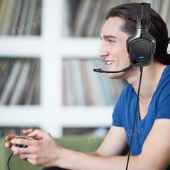 Black Wired Gaming Headsets Headphones Mic for PS5 PS4 Xbox One Switch PC RPI 3