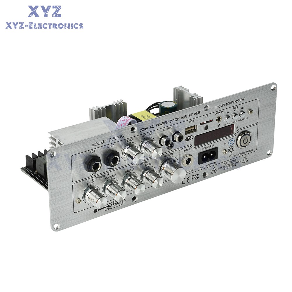 DC 24V AC110-220V Bluetooth Amplifier Board 2.1Channel 100W+100W+200W high-power
