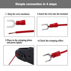 200pcs Insulated Crimp 16-22AWG Wire Connectors Fork Spade Terminals #4 Stud