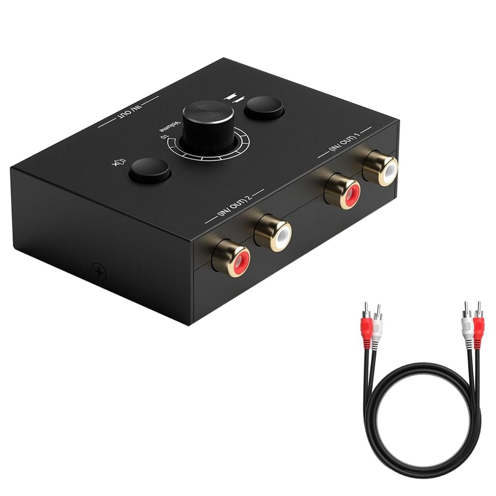 1 In 2 Out / 2 In 1 Out RCA Stereo Audio Switch Bi-Directional Audio Switcher