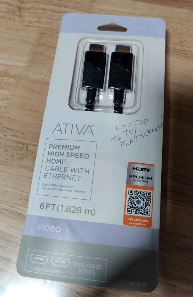 NEW Ativa HDMI High Speed Cable w/Ethernet 6FT
