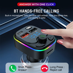 Bluetooth 5.0 Car Wireless FM Transmitter Adapter USB PD Charger AUX Hands Free